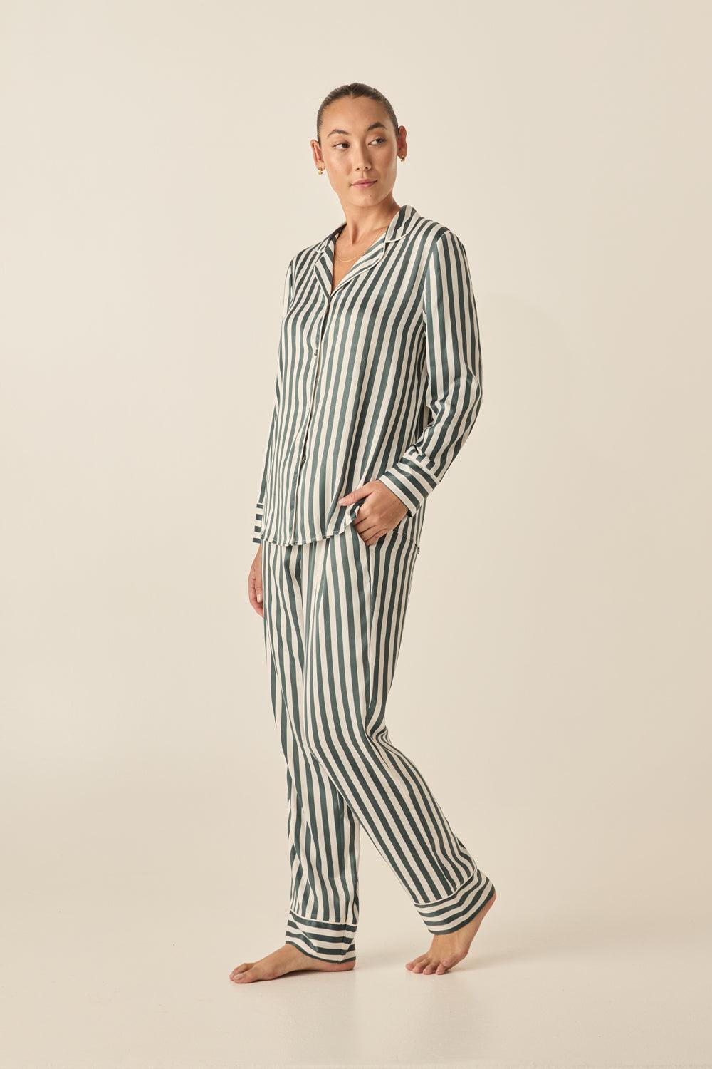 Imelda Green Stripe Satin Set