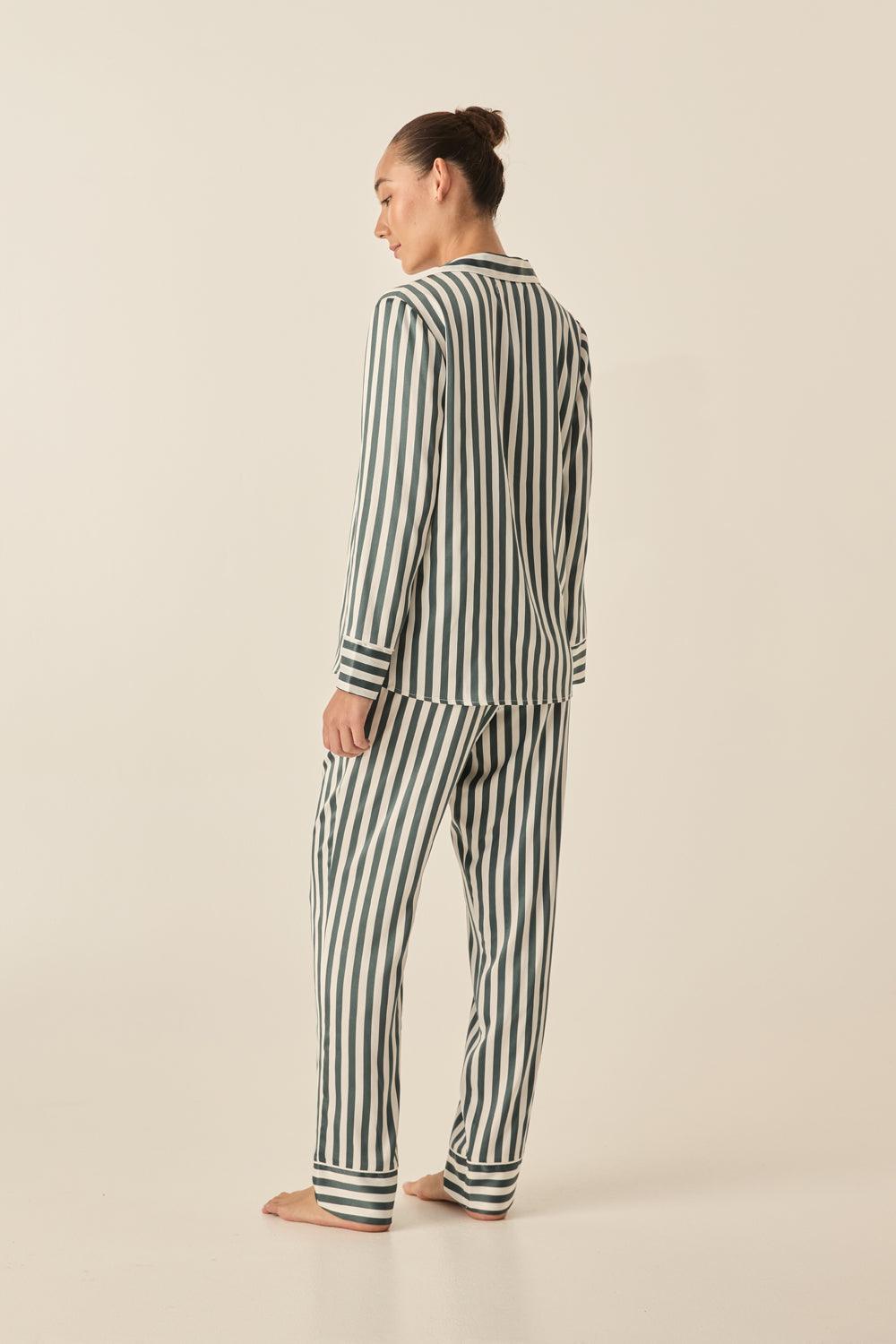 Imelda Green Stripe Satin Set
