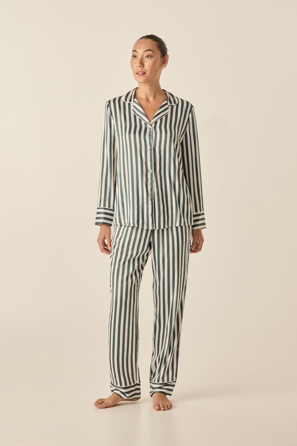 Imelda Green Stripe Satin Set