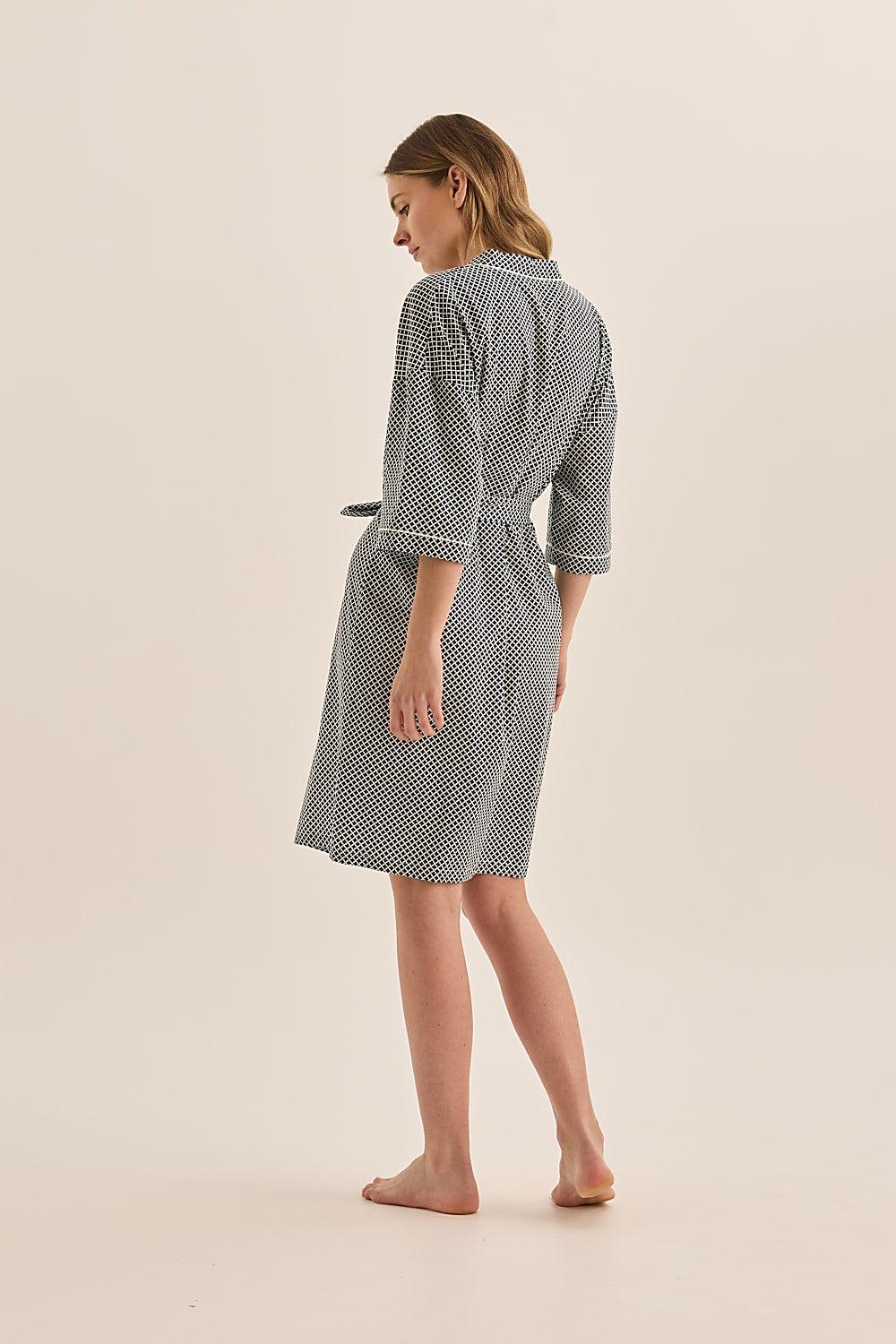 Indigo Navy Diamond Cotton Robe