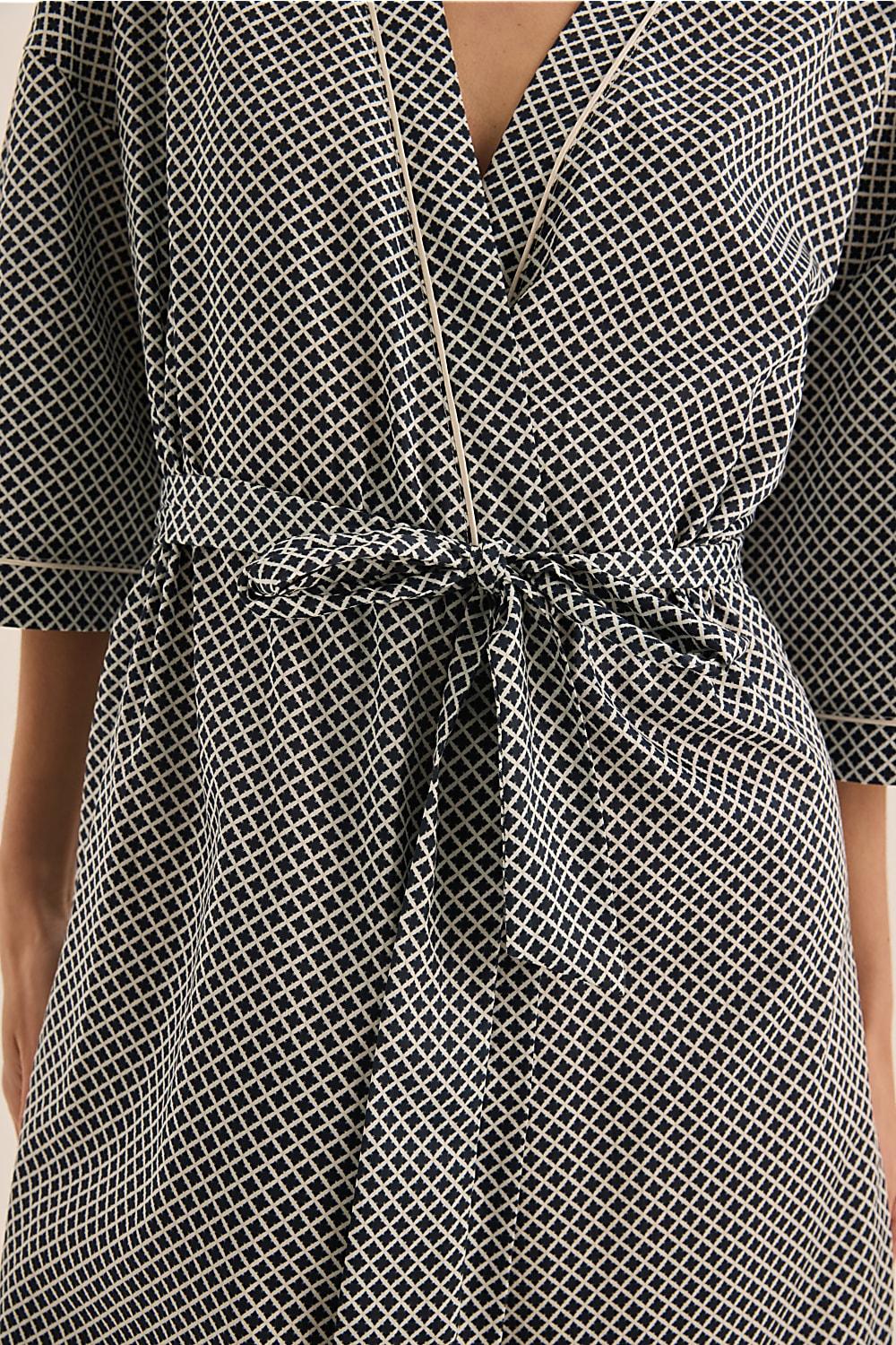 Indigo Navy Diamond Cotton Robe
