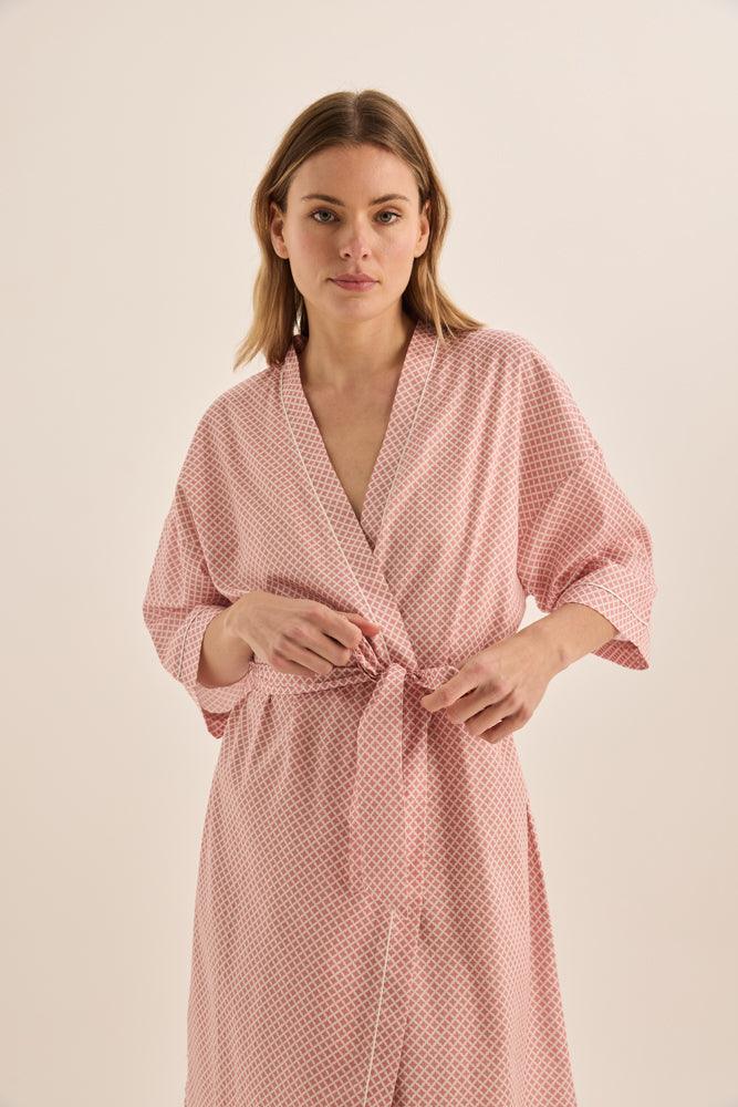 Indigo Pink Diamond Cotton Robe