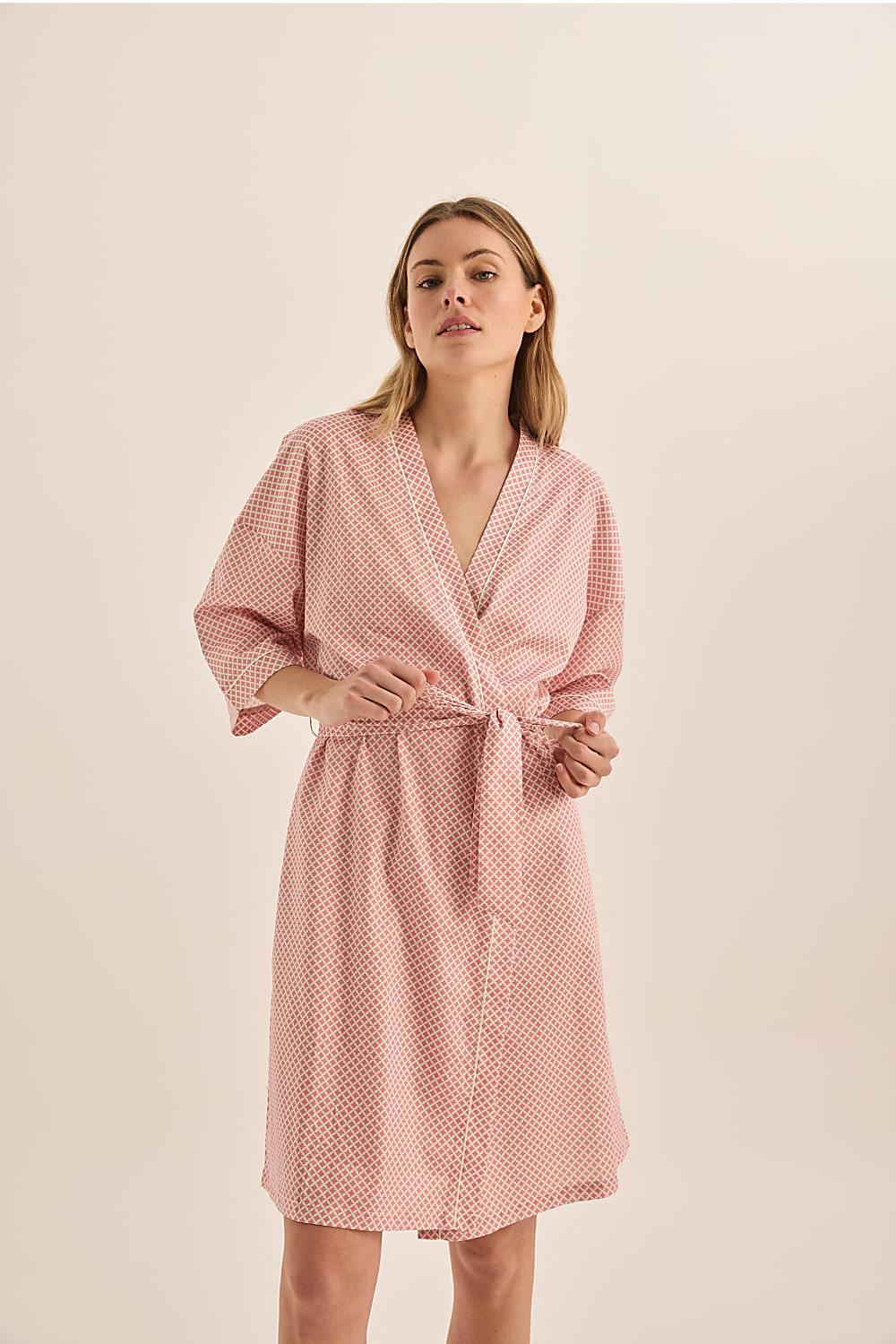 Indigo Pink Diamond Cotton Robe