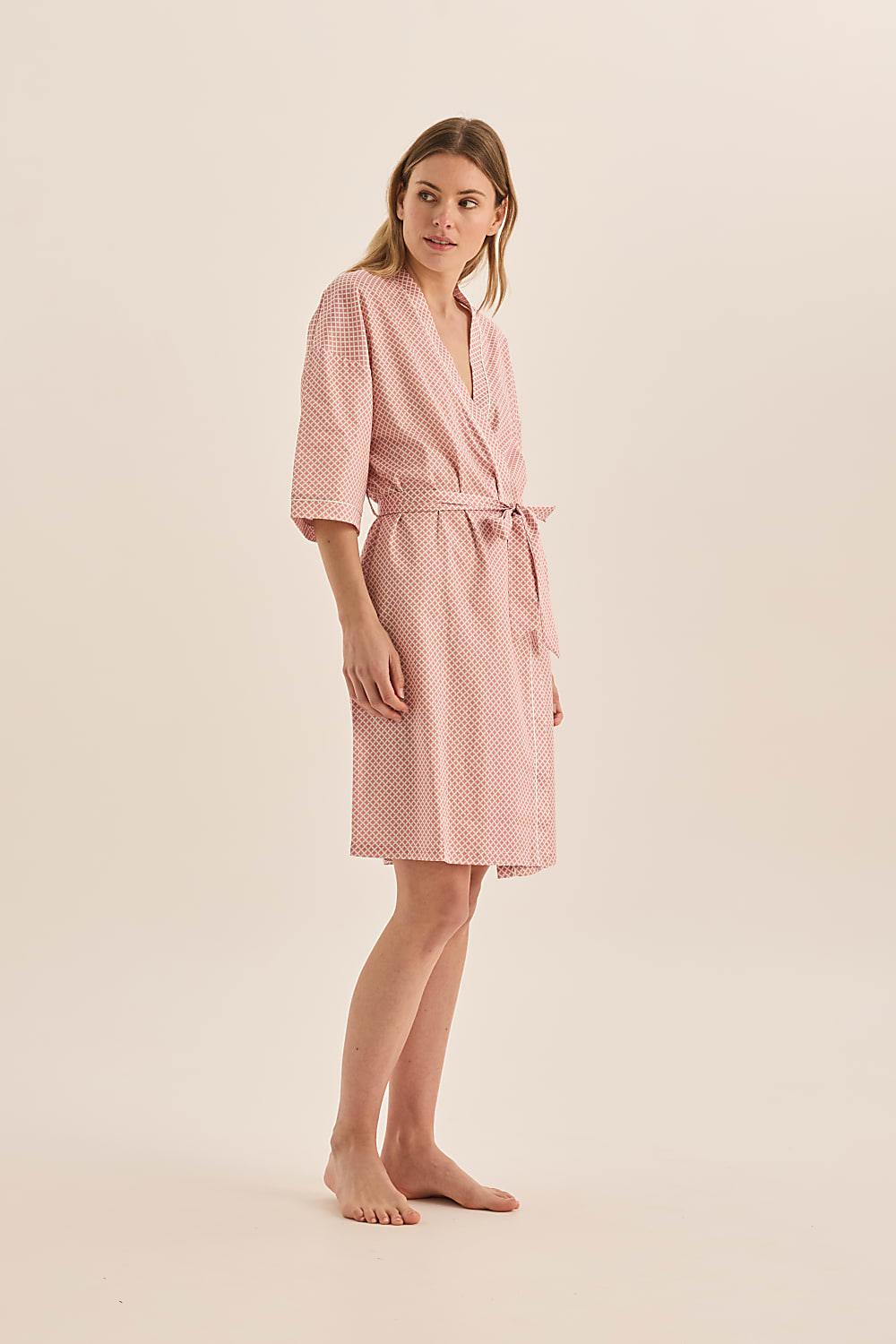 Indigo Pink Diamond Cotton Robe