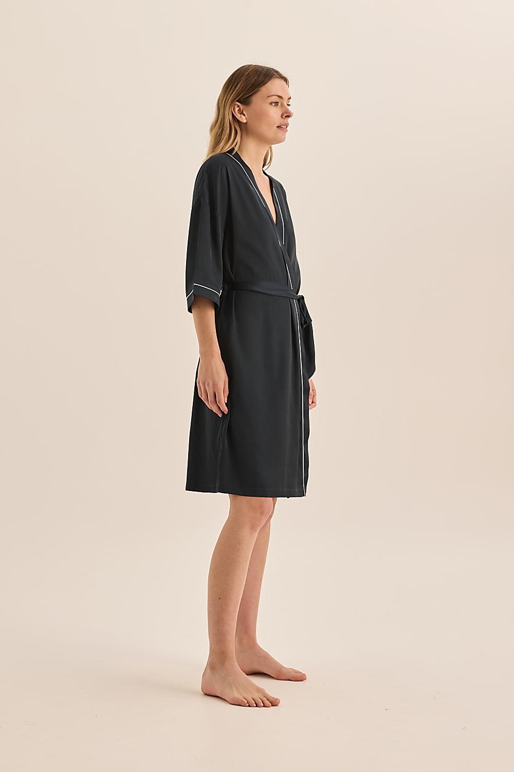 Lacey Navy Satin Robe