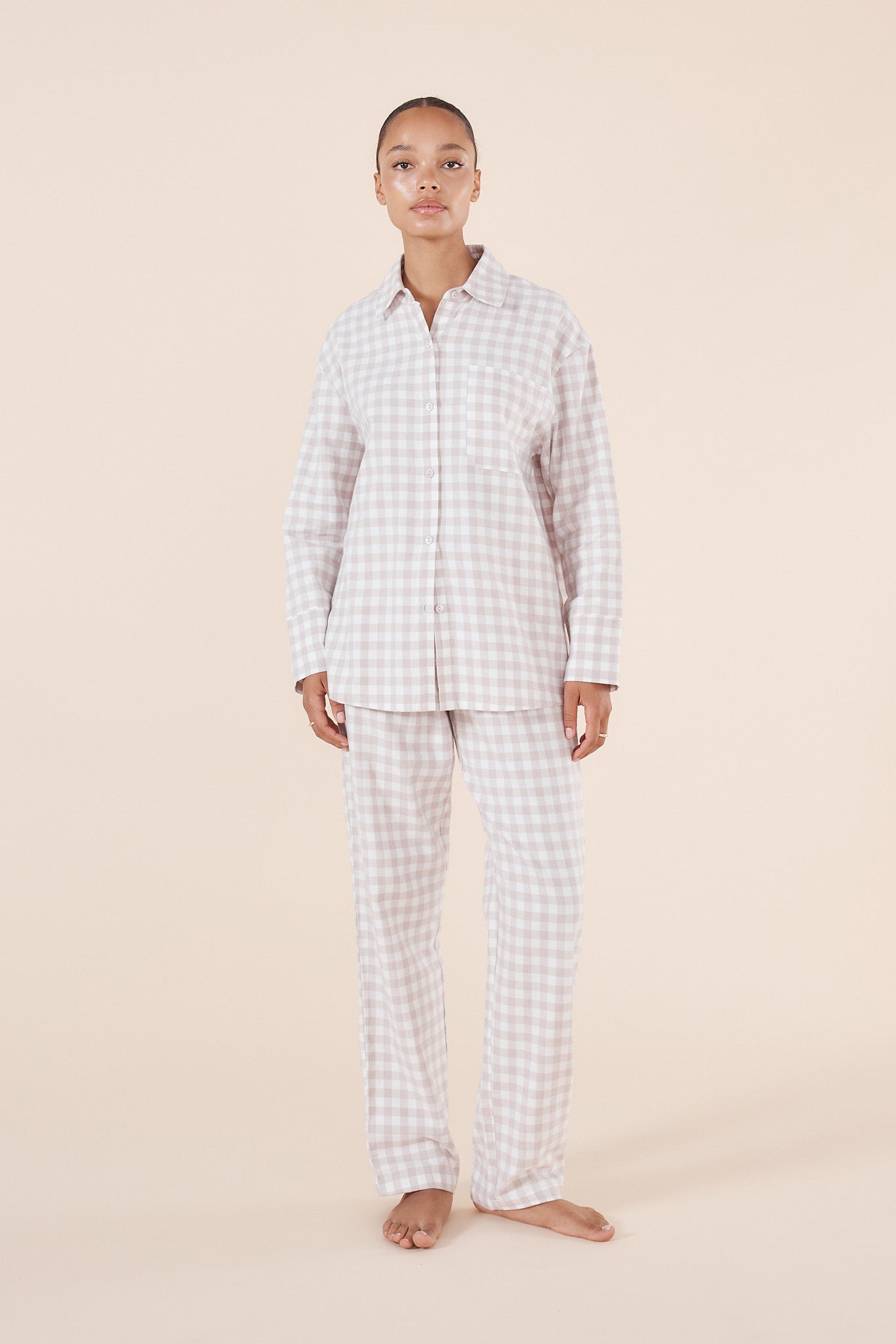 Lia Natural Gingham Cotton PJ set