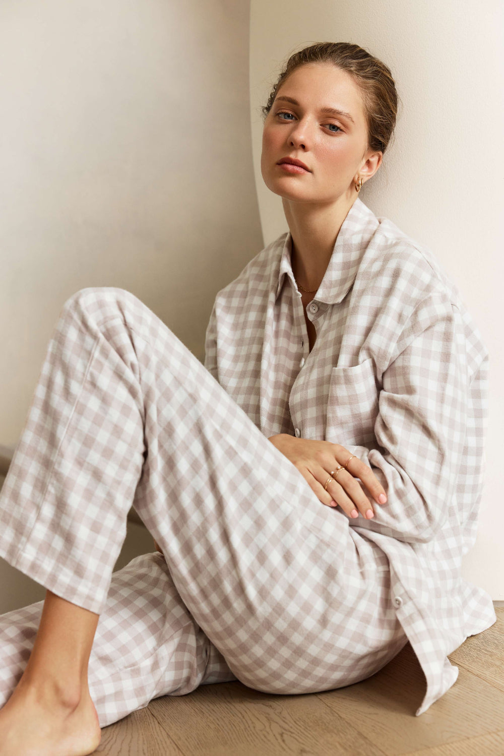 Lia Natural Gingham Cotton PJ set