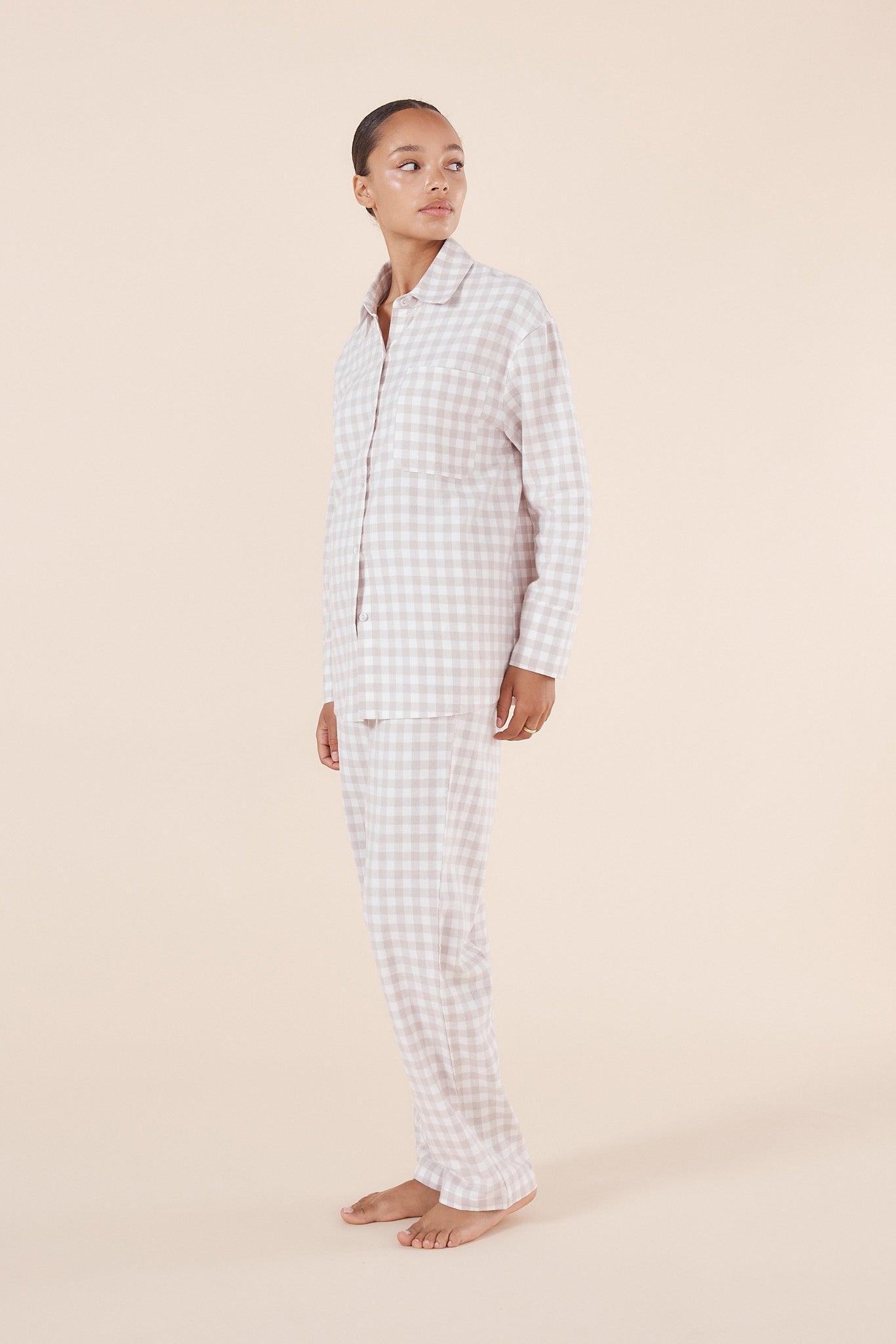 Lia Natural Gingham Cotton PJ set