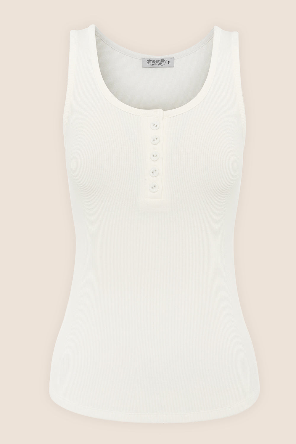 Liberty Ribbed Singlet Henley Top