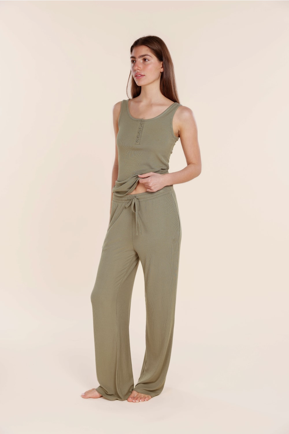 Liberty Ribbed Singlet Henley Top