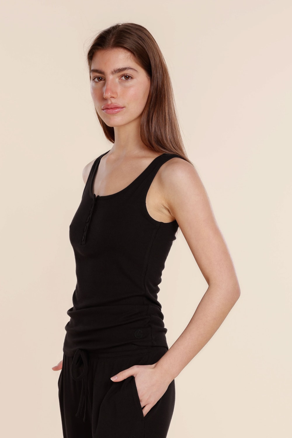 Liberty Ribbed Singlet Henley Top