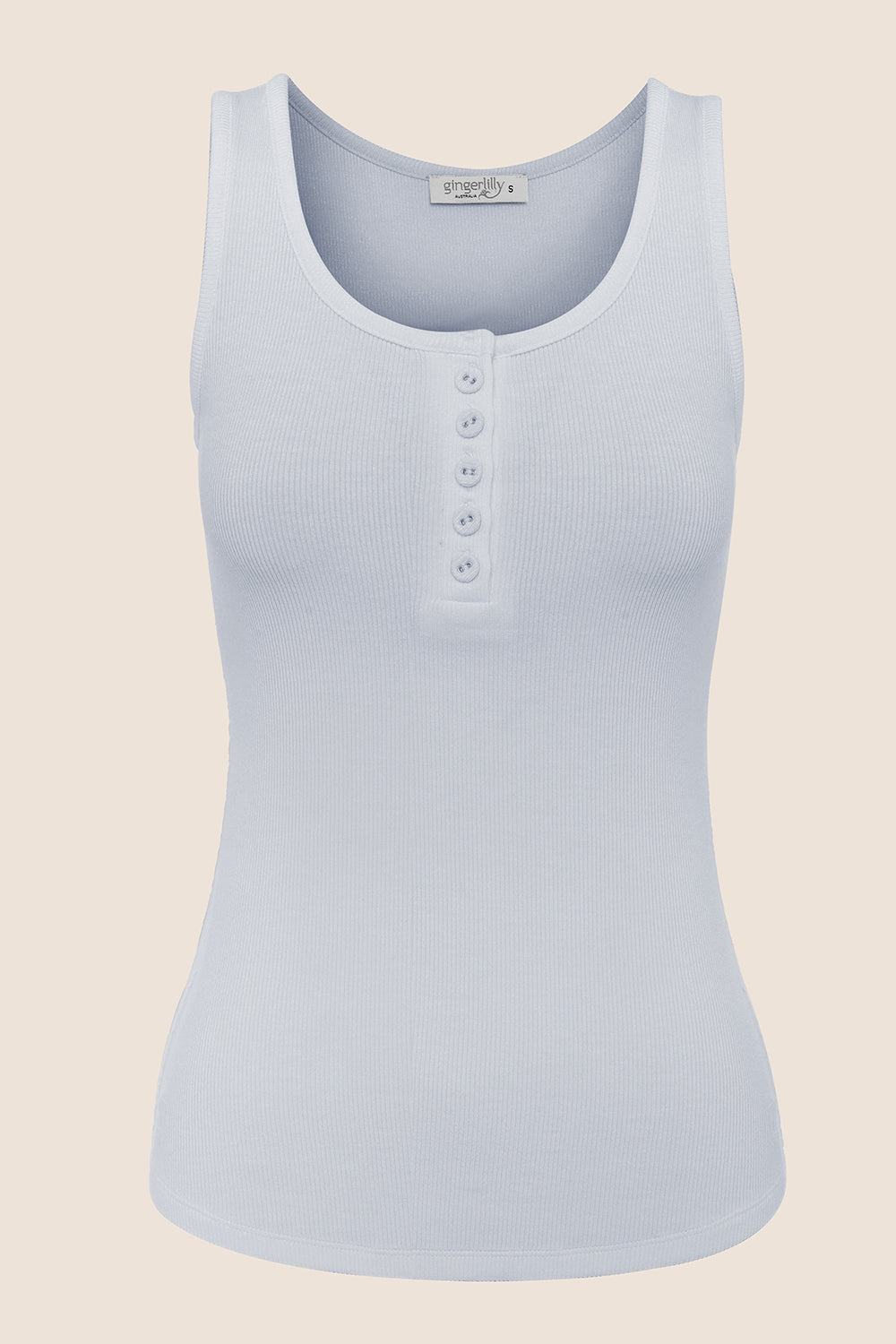 Liberty Ribbed Singlet Henley Top
