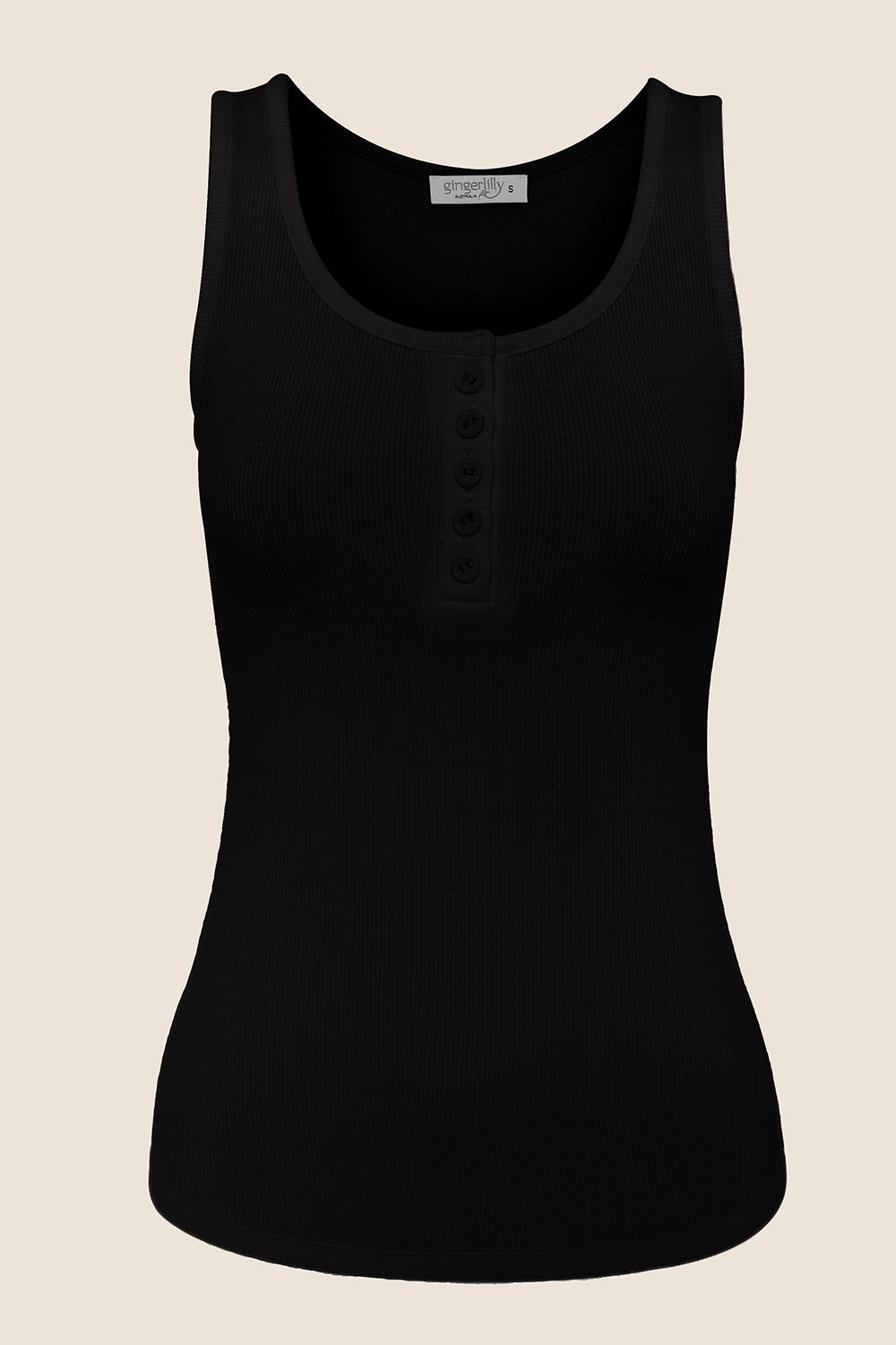 Liberty Ribbed Singlet Henley Top