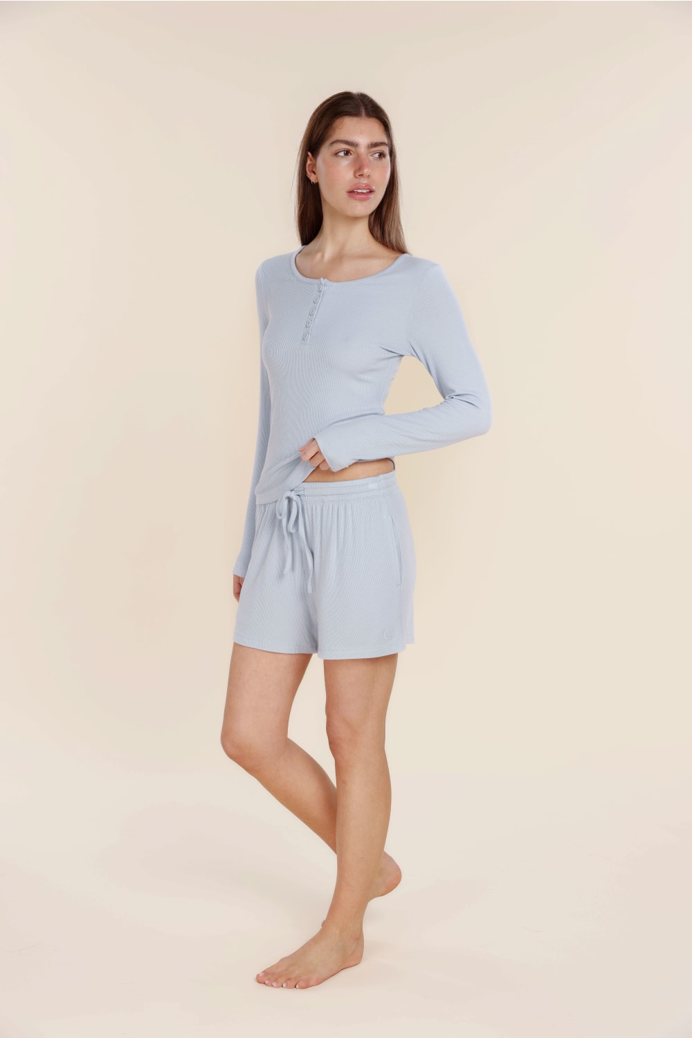 Lille Ribbed Long Sleeve Henley Top