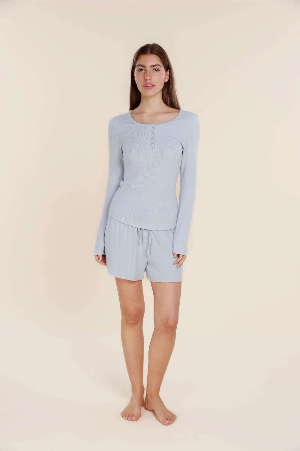 Lille Ribbed Long Sleeve Henley Top