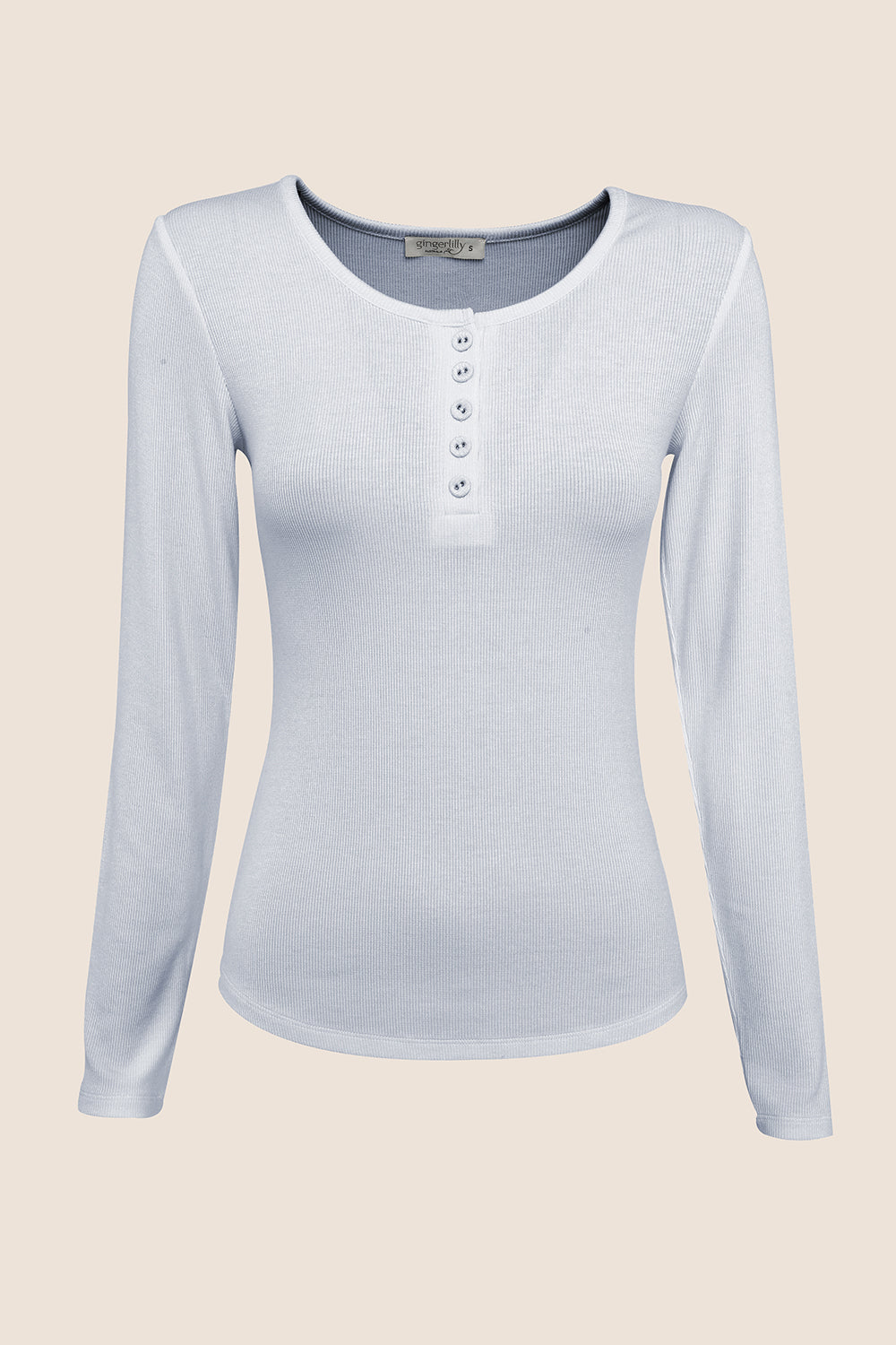 Lille Ribbed Long Sleeve Henley Top