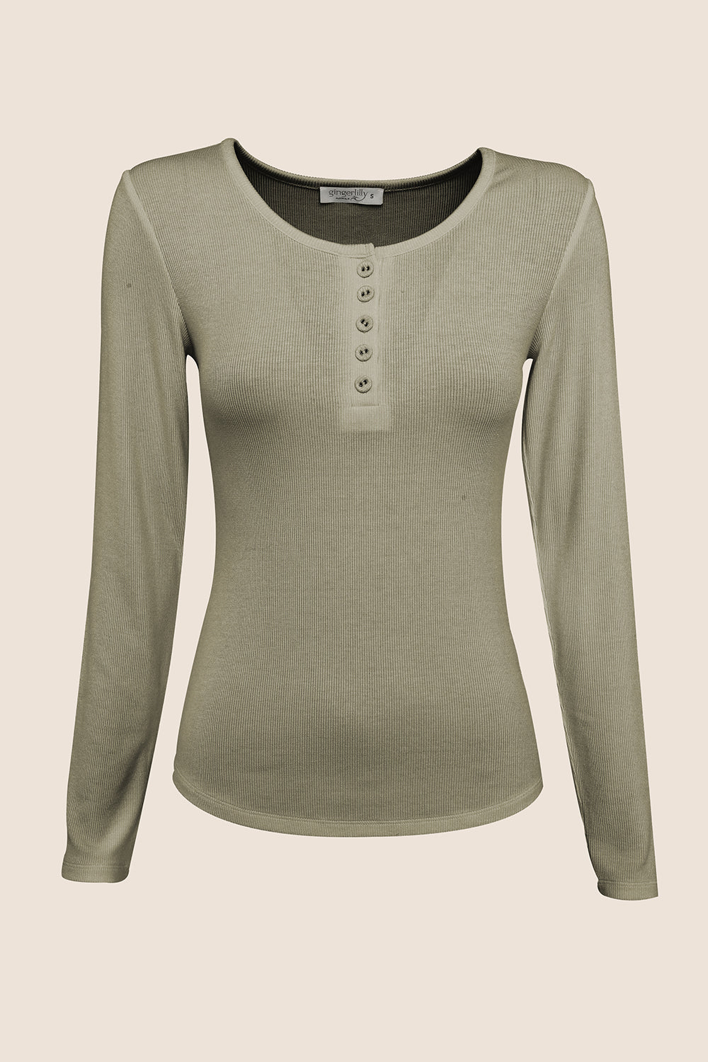 Lille Ribbed Long Sleeve Henley Top