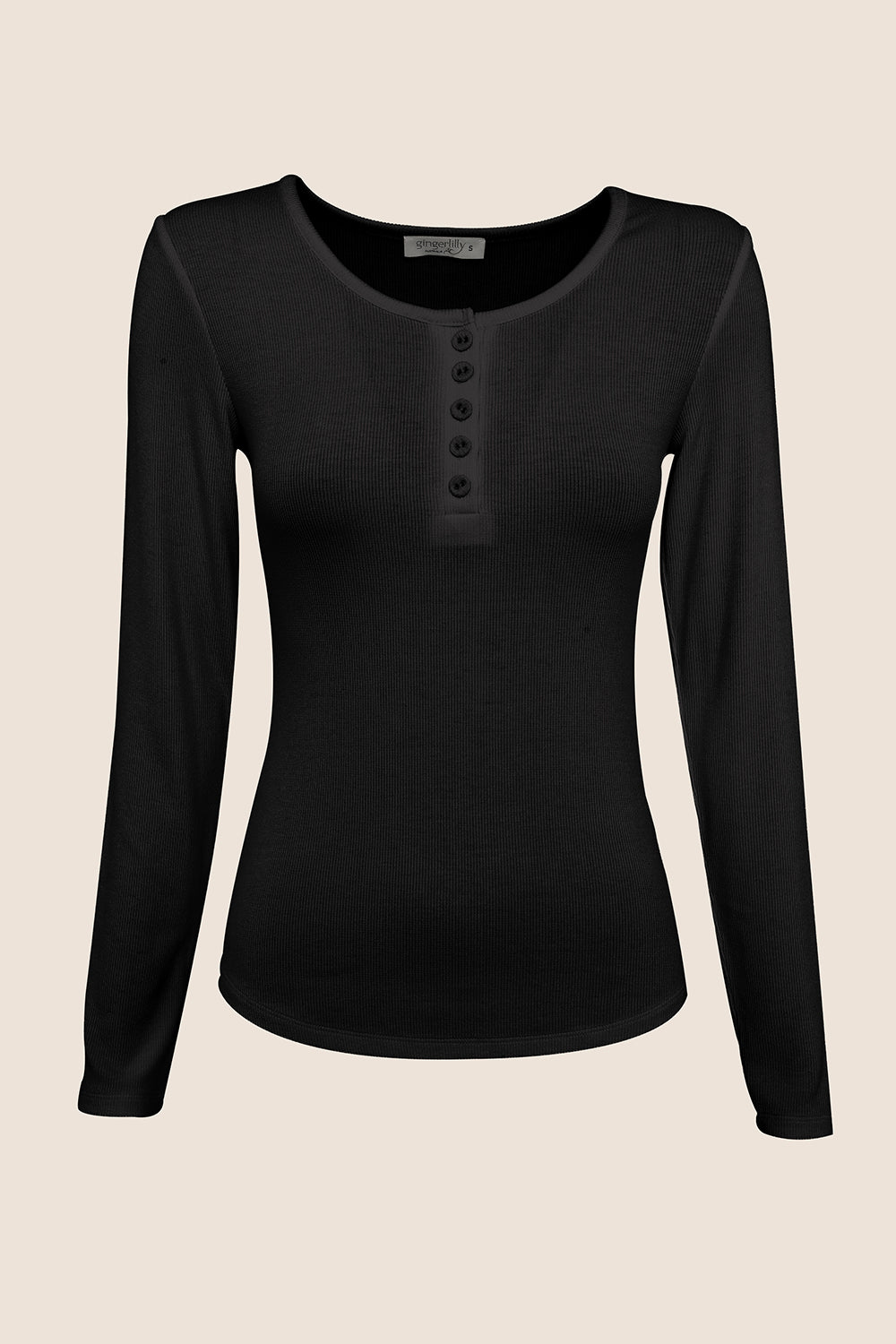 Lille Ribbed Long Sleeve Henley Top