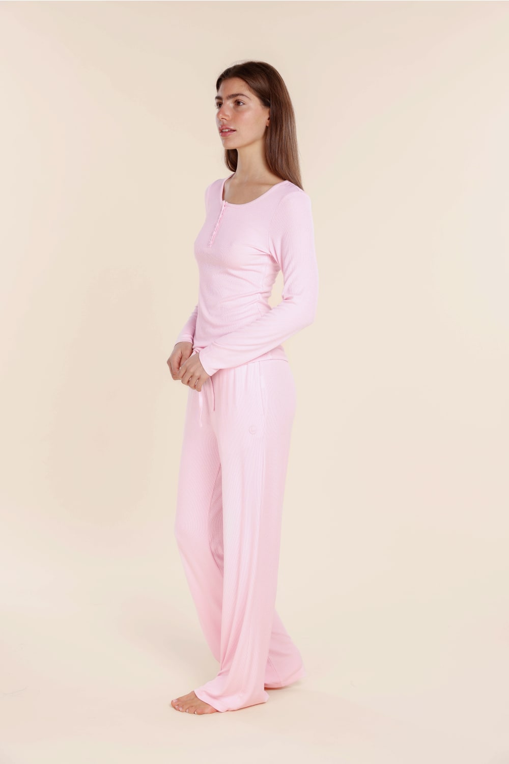 Lille Ribbed Long Sleeve Henley Top