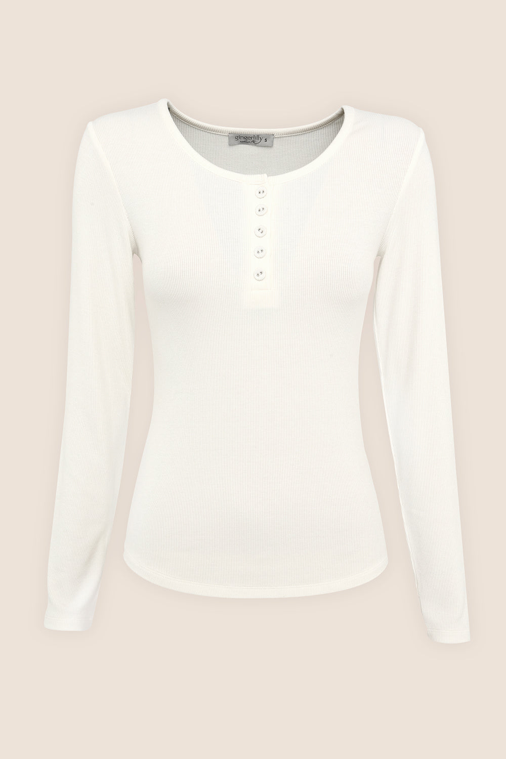 Lille Ribbed Long Sleeve Henley Top