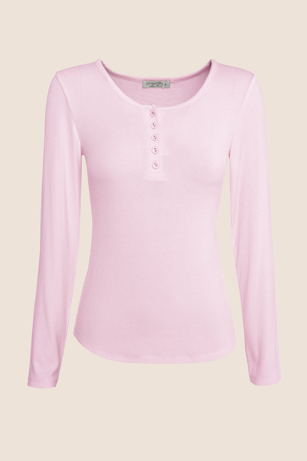 Lille Ribbed Long Sleeve Henley Top