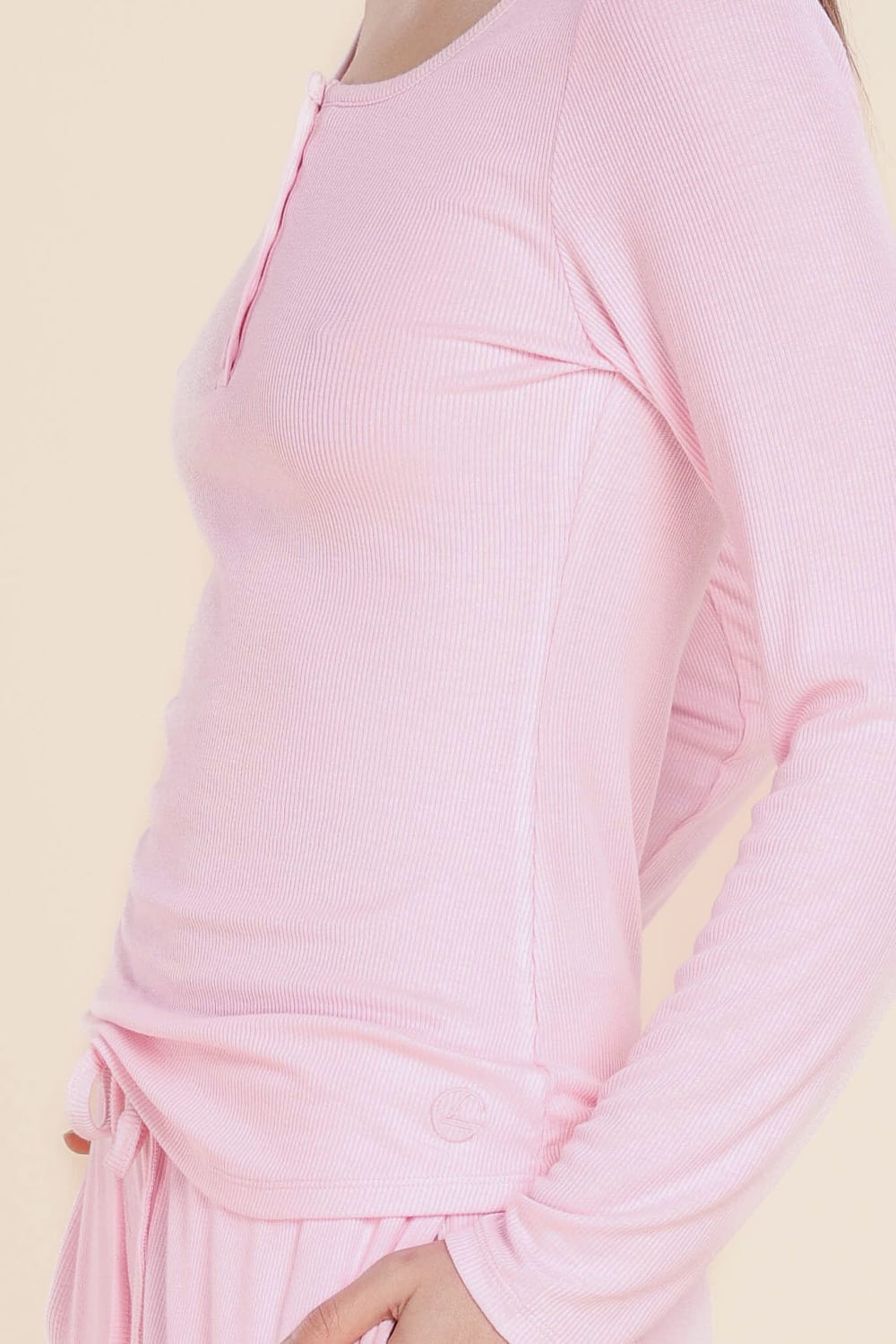 Lille Ribbed Long Sleeve Henley Top