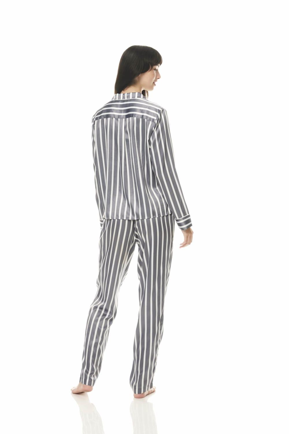 Lotus Grey Stripe Satin PJ