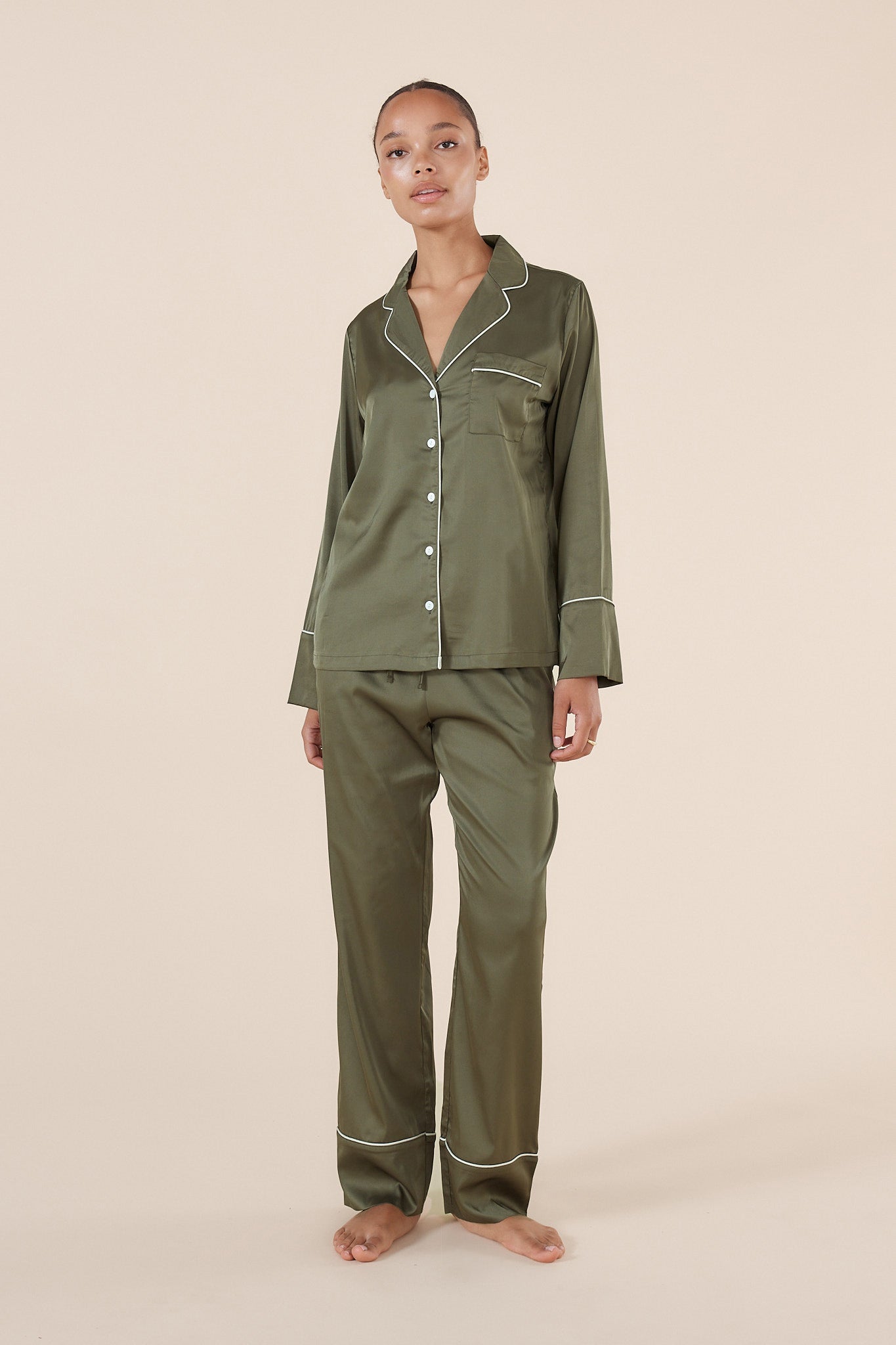 Luella Olive Silky Satin PJ Set