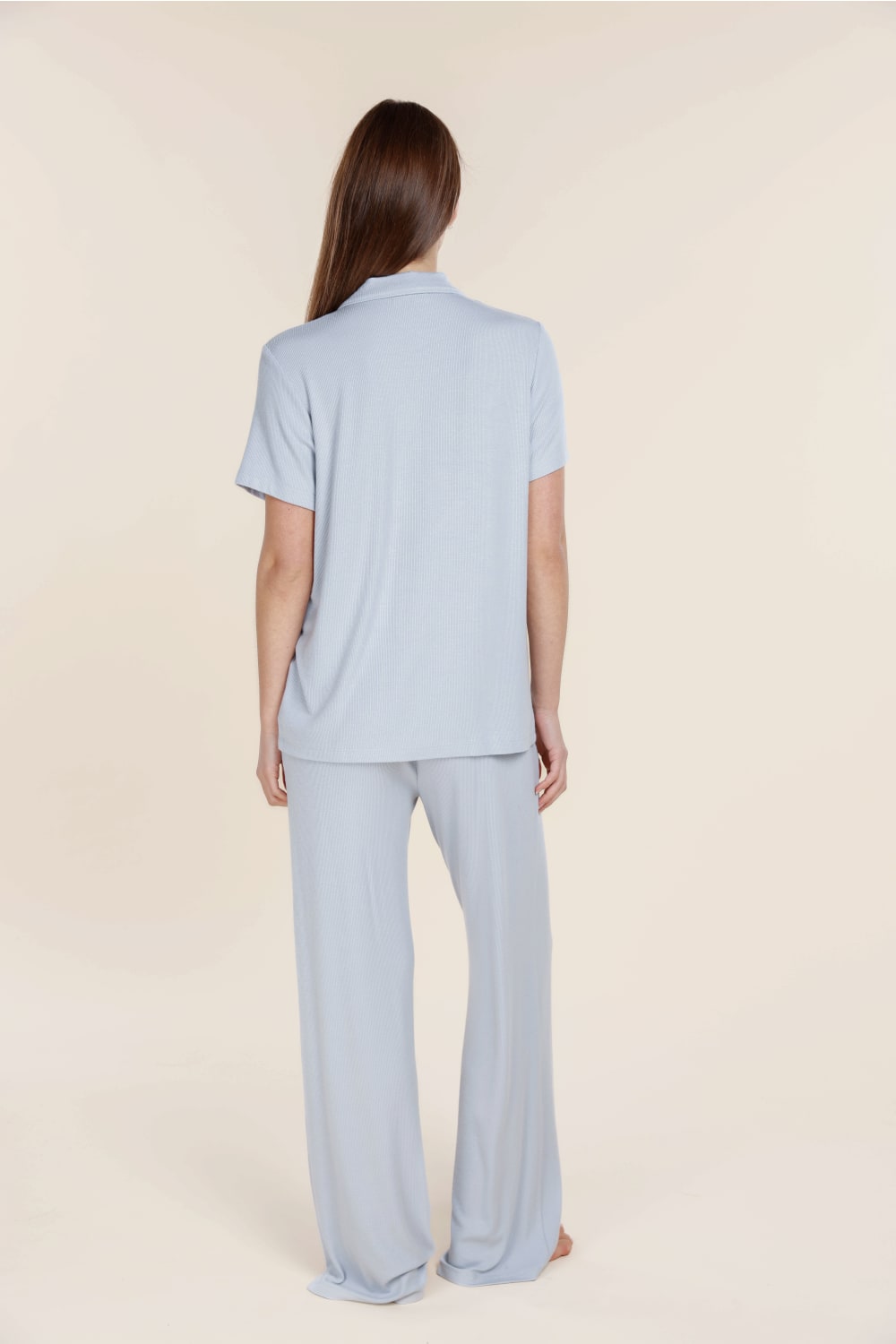 Lyon Ribbed Short Sleeve Button Up Top