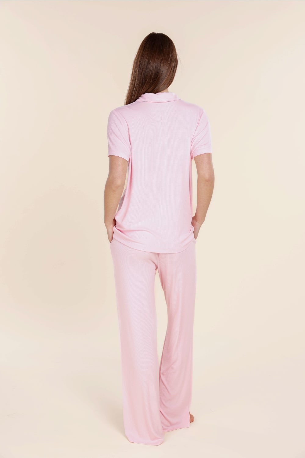 Lyon Ribbed Short Sleeve Button Up Top