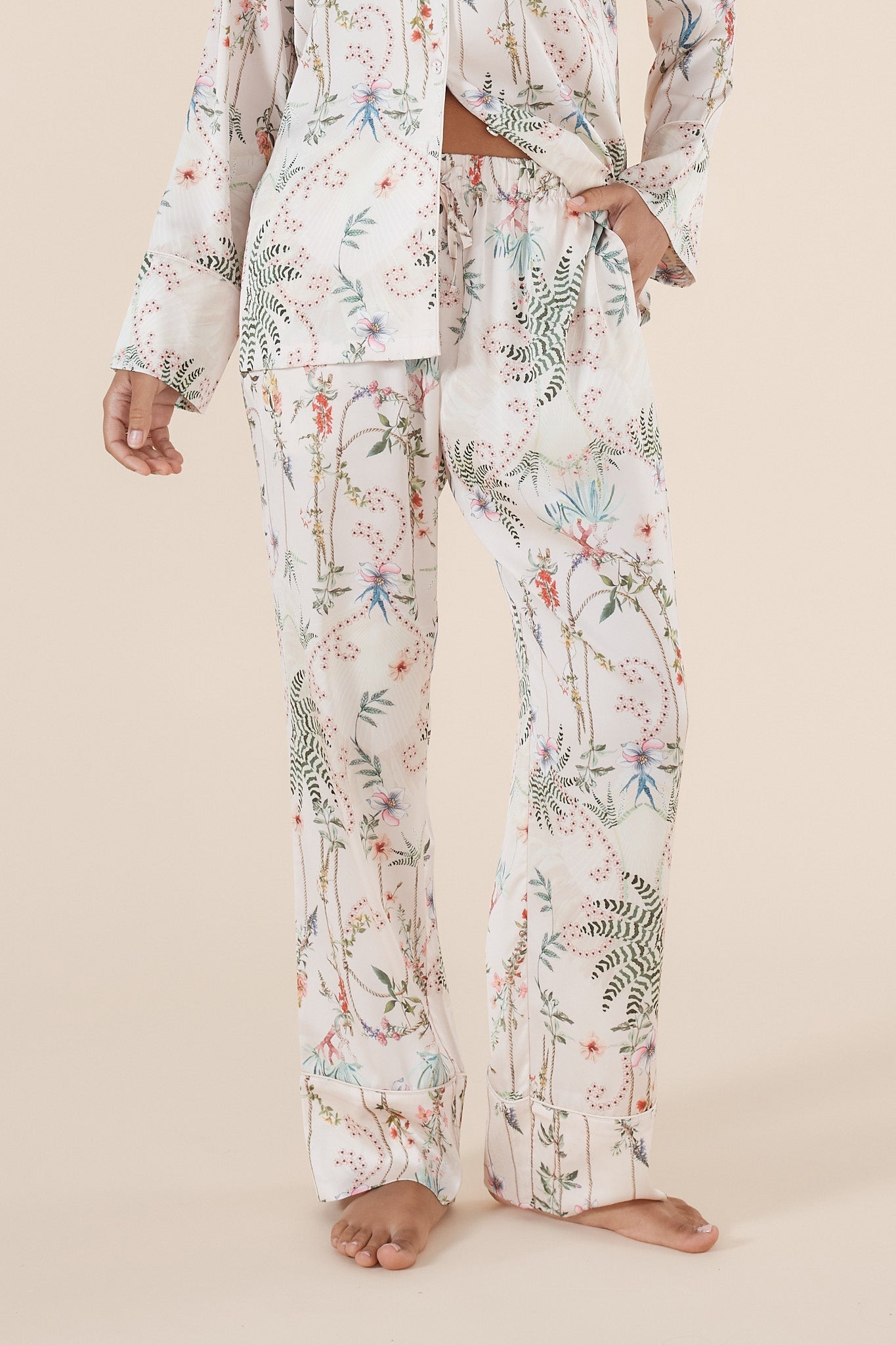 Maeve Botanical Print Satin PJ set