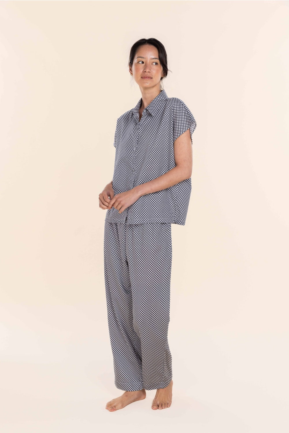 Marlie Diamond Print Cotton Long PJ Set
