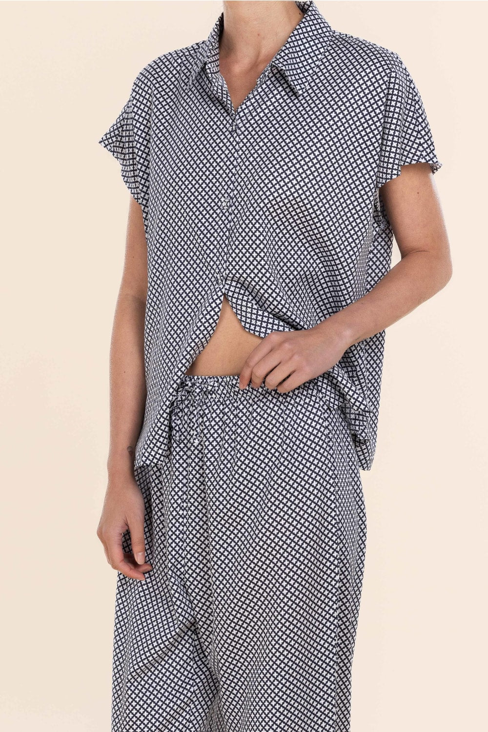 Marlie Diamond Print Cotton Long PJ Set