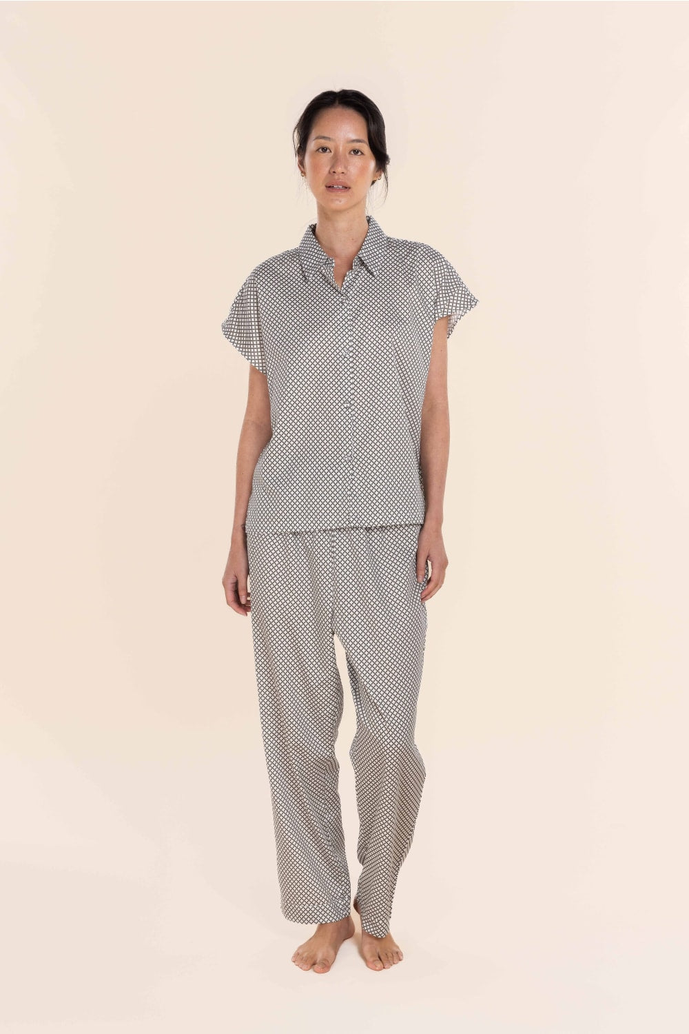 Marlie Diamond Print Cotton Long PJ Set
