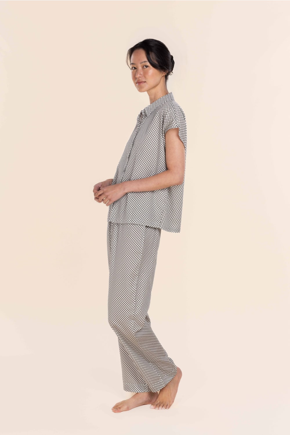 Marlie Diamond Print Cotton Long PJ Set