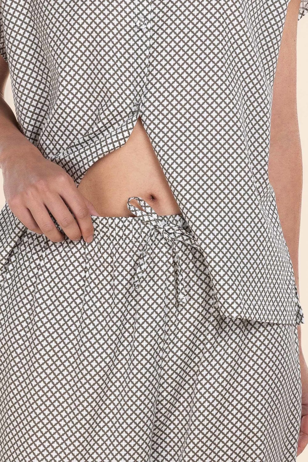 Marlie Diamond Print Cotton Long PJ Set