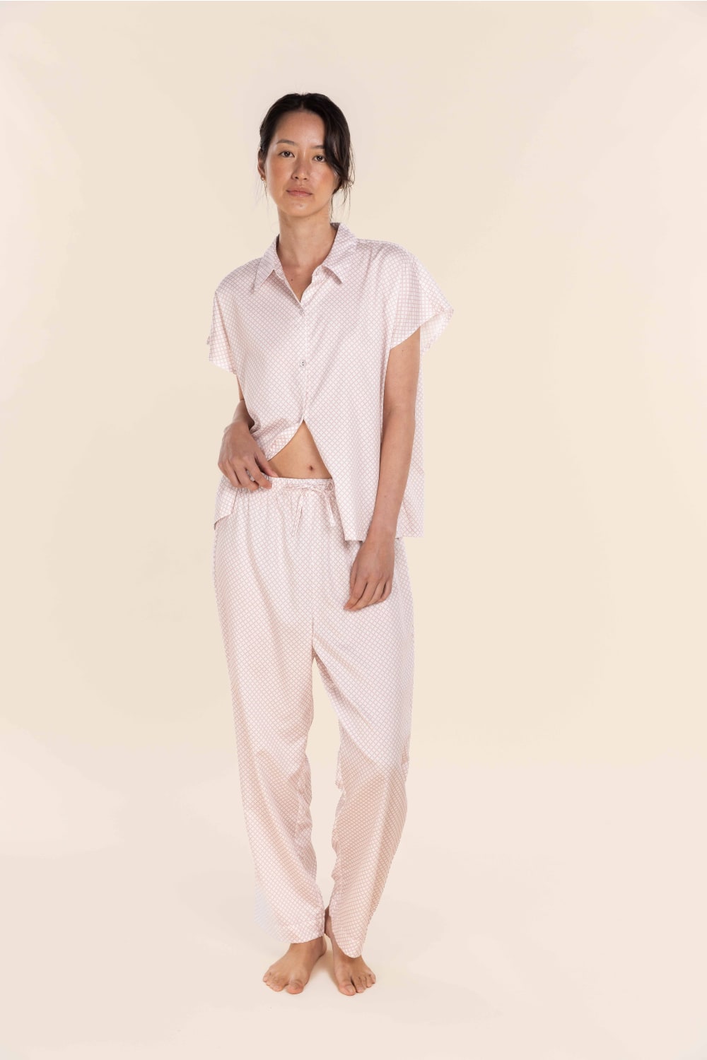 Marlie Diamond Print Cotton Long PJ Set
