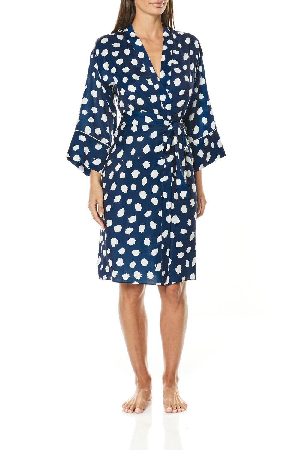 Meredith Navy Geo Spot Robe