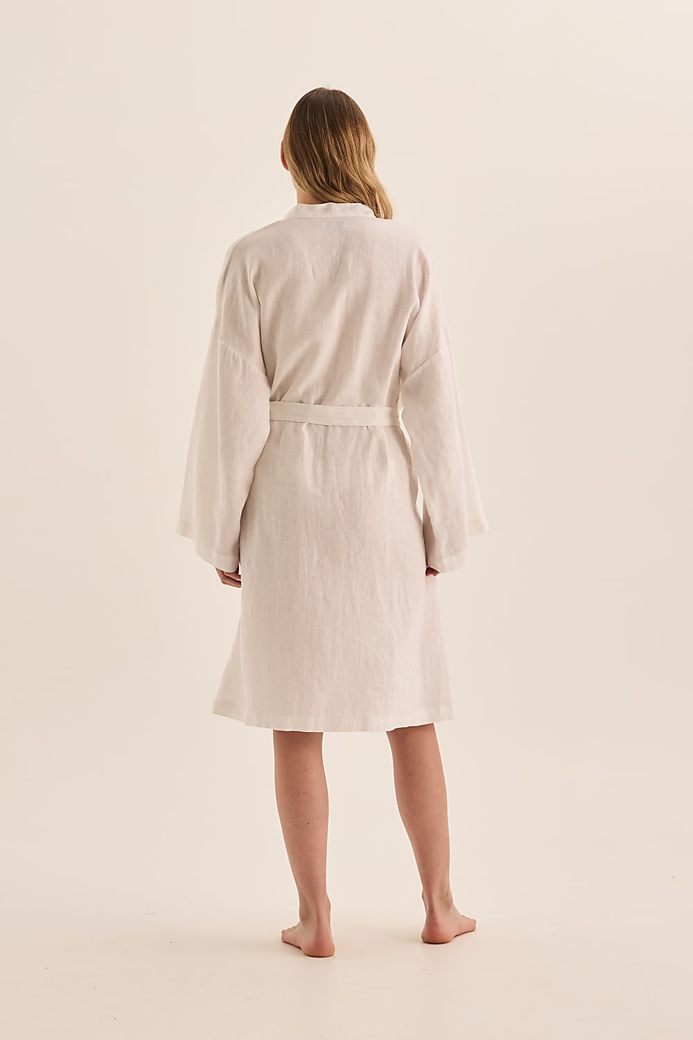 Mia White Linen Bathrobe