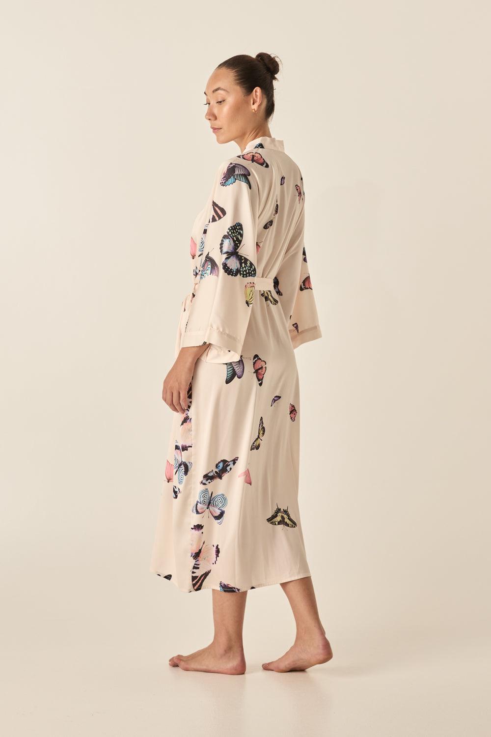 Nakita Butterfly Silky Satin Robe