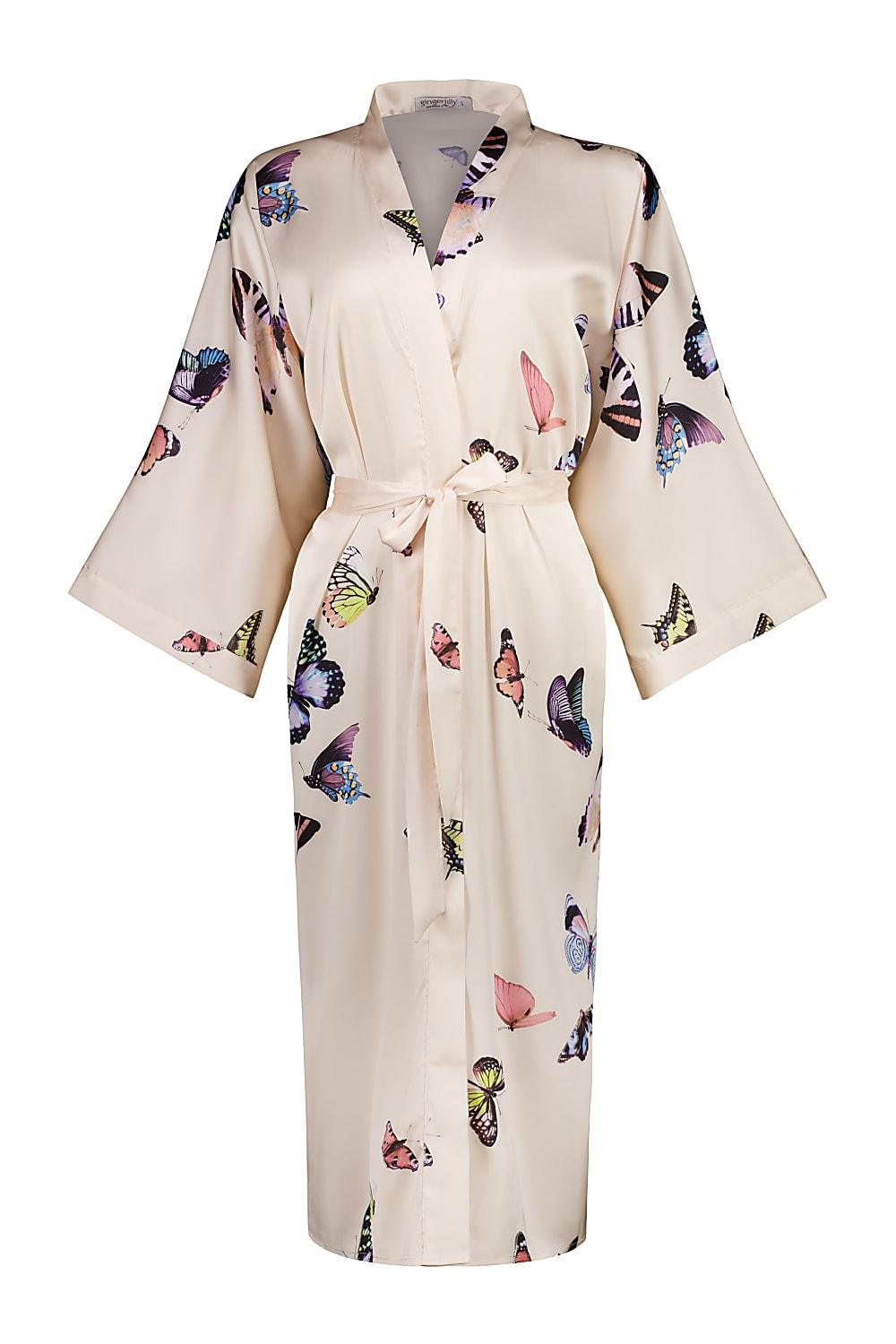 Nakita Butterfly Silky Satin Robe