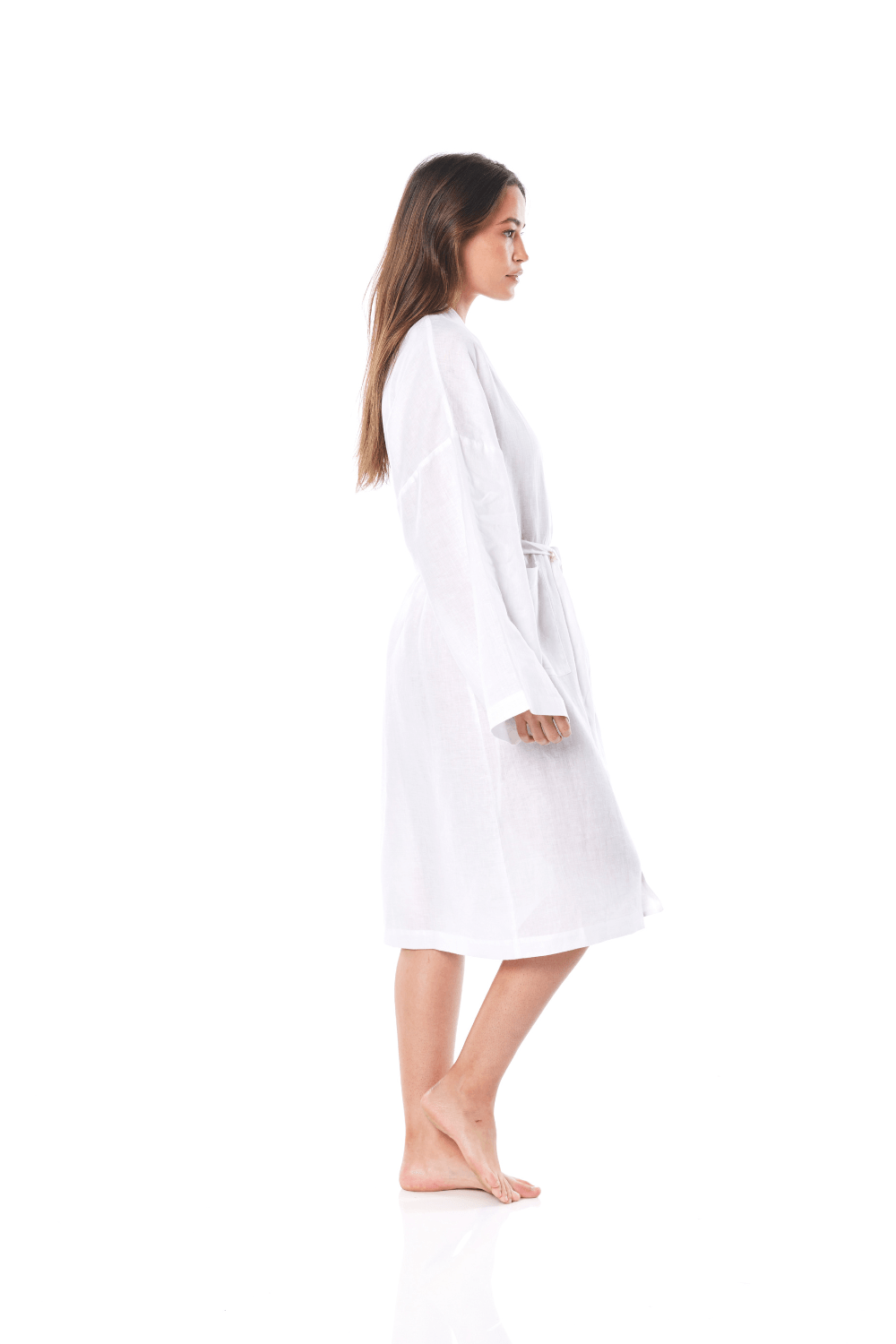 Nola White Linen Robe