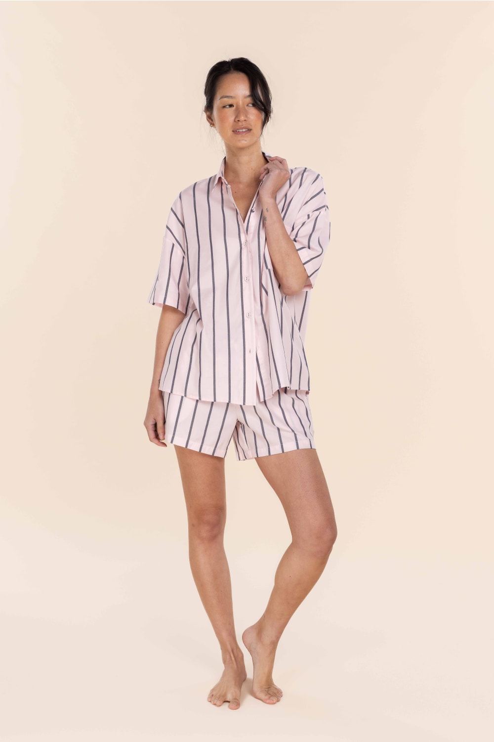 Sasha Striped Boyfriend Short PJ Set