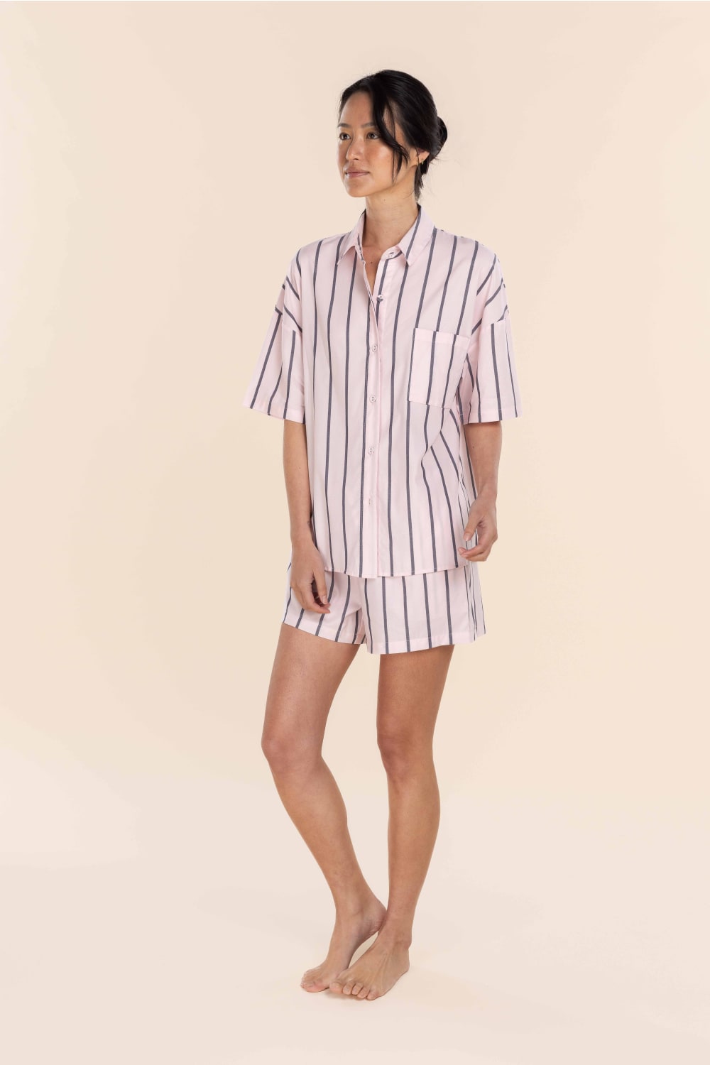 Sasha Striped Boyfriend Short PJ Set