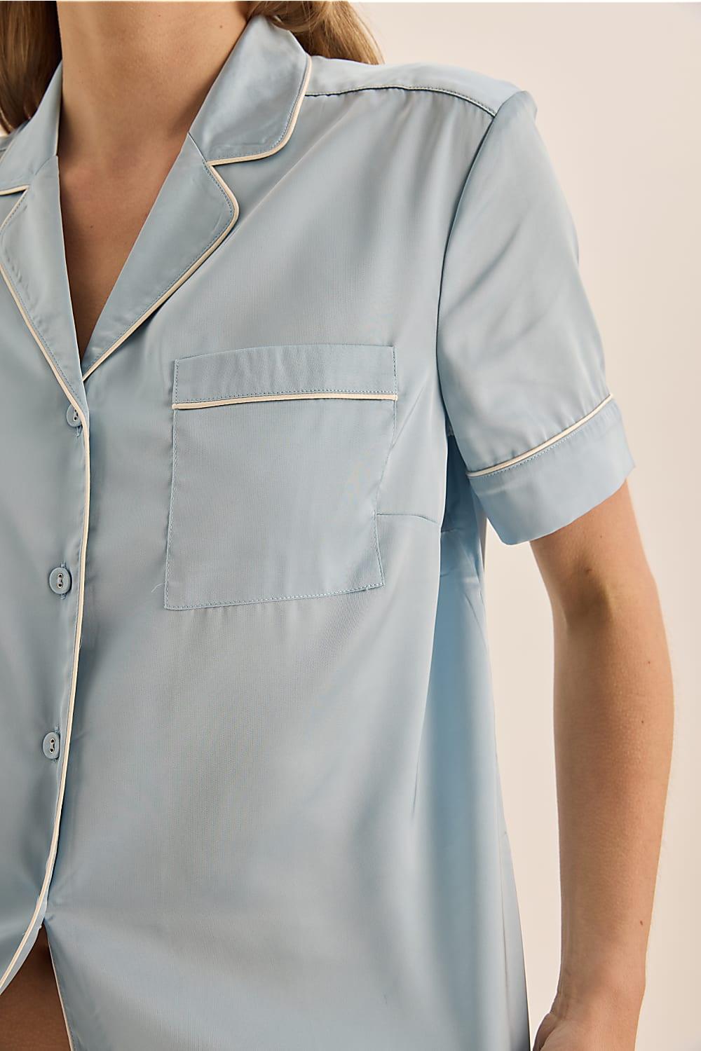 Sonia Blue Satin Short PJ Set