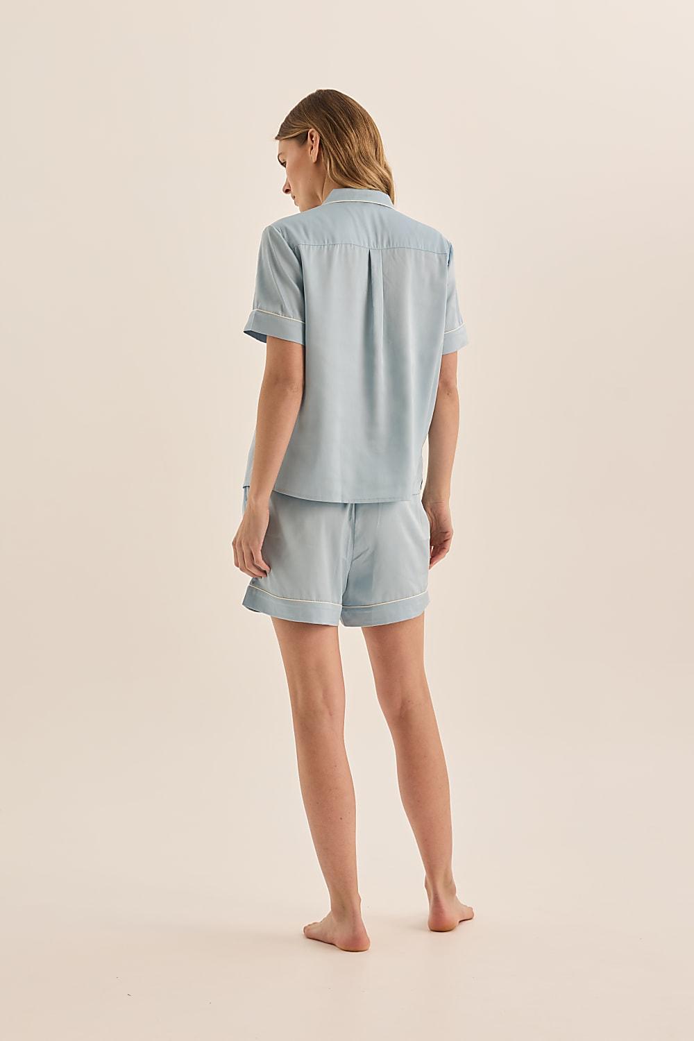 Sonia Blue Satin Short PJ Set
