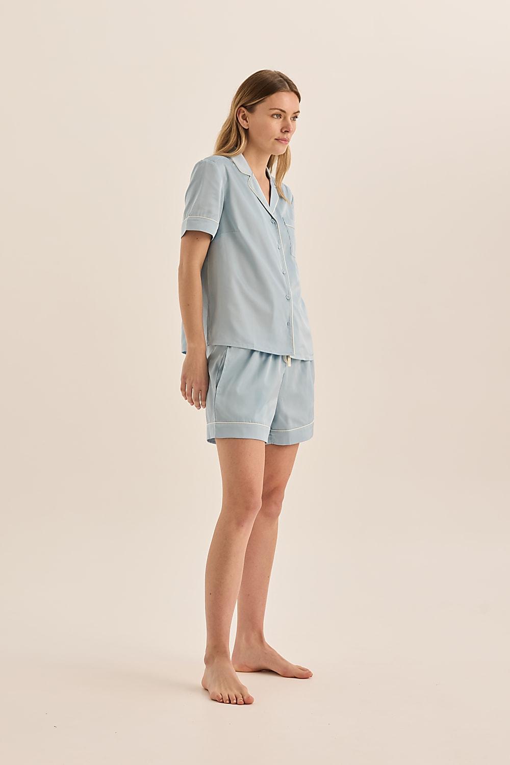 Sonia Blue Satin Short PJ Set