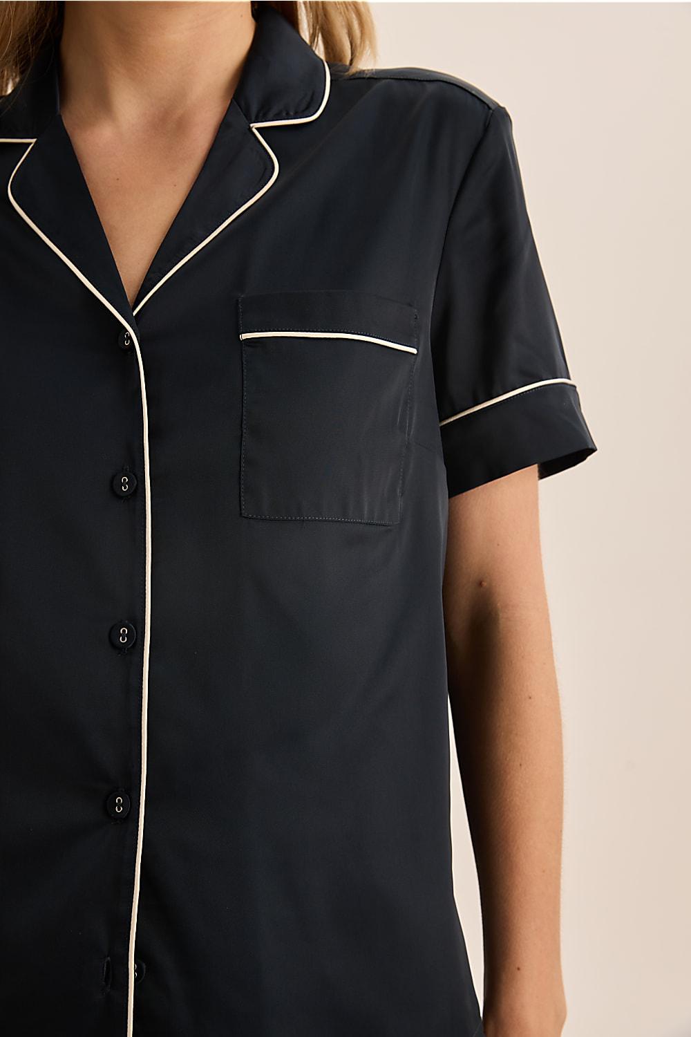 Sonia Navy Satin Short PJ Set