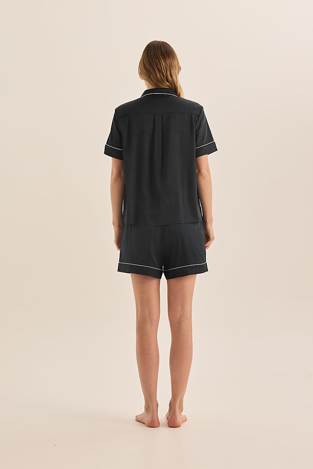 Sonia Navy Satin Short PJ Set