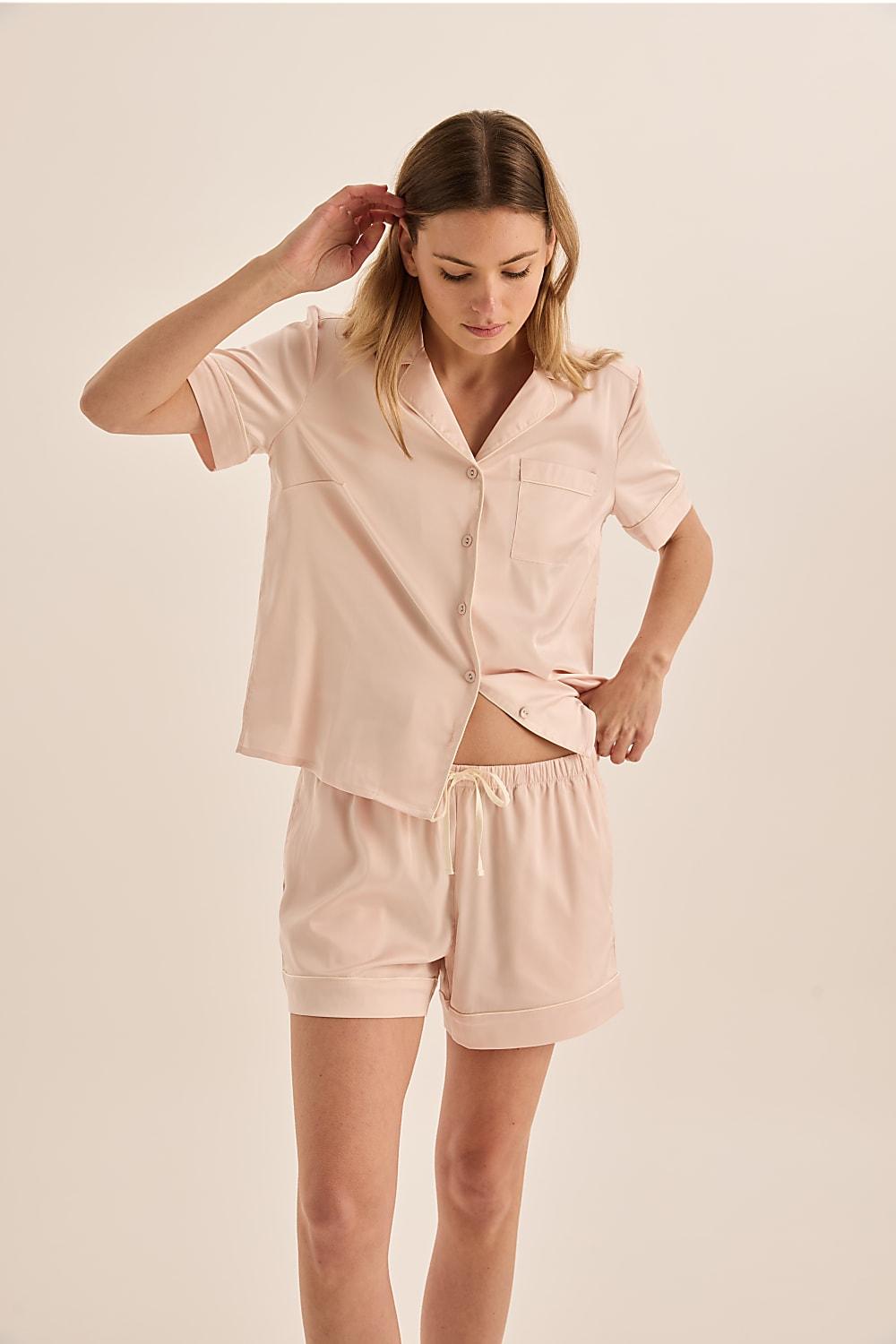 Sonia Pink Satin Short PJ Set